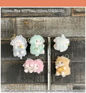Cute sitting little sheep plush keychain fluffy bag charm adorable animal toy gifts