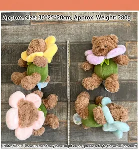 Süßes Plüsch Blumen Bär Spielzeug weiche Stofftier Puppe mit buntem Kragen ca 30cm
