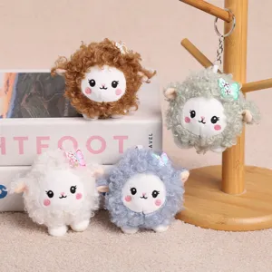 Cute fluffy sheep plush keychain cute cartoon animal pendant bag charm key ring plush toy