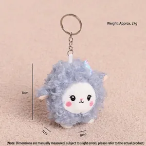 Cute curly sheep plush keychain pendant cartoon lamb bag charm soft toy accessory