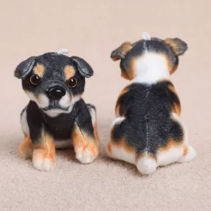 Cute sitting simulation puppy plush pendant, lovely animal toy hanging decoration for gifts.