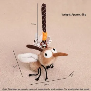 Cute mosquito plush toy keychain, creative insect hanging pendant, soft bag decoration accessory.