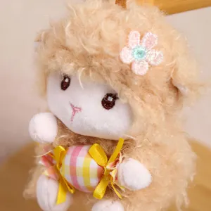 Cute fluffy sheep plush pendant toy, soft bag hanging ornament and keychain for daily decor.