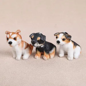 Cute simulation puppy plush keychain set, fluffy toy dog pendant for bag decoration gift.