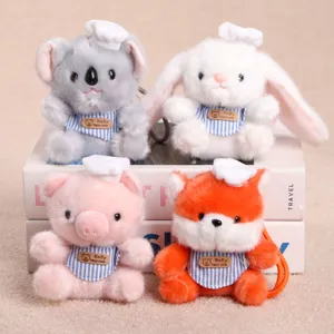 Mignon pendentif en peluche animal chapeau de chef koala lapin cochon renard jouet sac charme