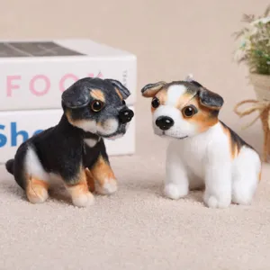 Cute puppy plush pendant, detailed sitting dog keychain and bag charm for daily decoration.