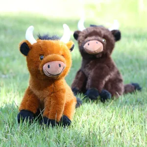 Bonito juguete de peluche de vaca de las Tierras Altas simulación muñeca suave para decoración.
