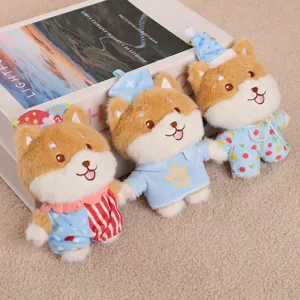 Lindo llavero de peluche Shiba Inu con disfraz, muñeco de peluche suave regalo.
