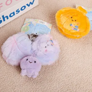 Ocean family plush keychain cute shell jellyfish stuffed toy bag pendant gift for kids