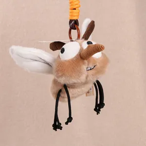 Cute cartoon mosquito plush toy pendant, funny insect keychain bag hanging ornament soft doll.