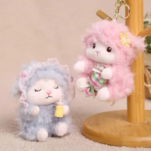 Cute plush sheep keychain set, soft stuffed animal bag charm and toy for cute styles.
