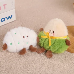Bonito juego de colgantes de felpa de comida, muñecos de peluche de albóndigas y zongzi con cinta.