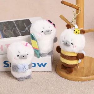 Cute plush seal keychain, adorable marine animal cosplay doll bag pendant toy for kids.