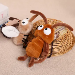 Cute insect plush toy pendant, creative cockroach and mosquito keychain for bags, soft toy decor.