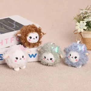 Cute curly wool sheep plush keychain cute animal bag pendant fluffy doll toy gift 10cm