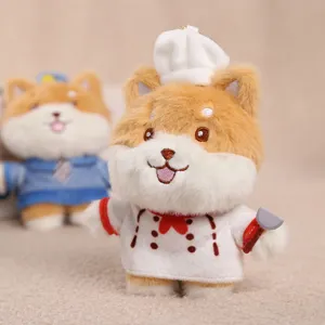 Lindo Shiba Inu peluche colgante chef muñeca llavero para niño regalo vista principal