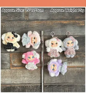 Plush doll pendant cute vinyl face furry toy keychain bag charm cute doll decor