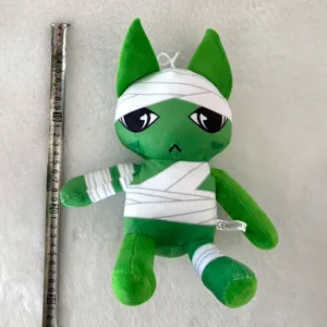 Grünes Mumien Tier Plüschtier Horror Spiel Merch süße Stoffpuppe mit Bandagen Details