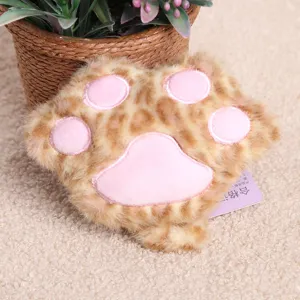 Cute leopard print cat paw plush toy keychain soft animal claw doll pendant for bags gifts