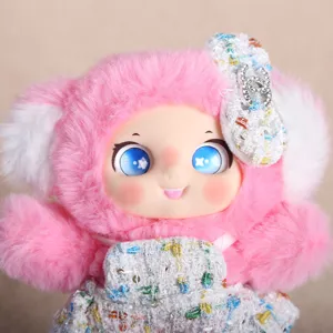 Cute plush doll keychain fluffy pink toy pendant bag charm cute design fluffy plush accessory