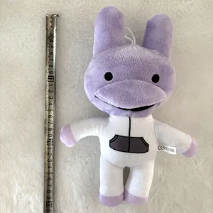 Lila und weiße Plüschpuppe Kuscheltier mit langen Ohren und Tasche, tolles Geschenk.