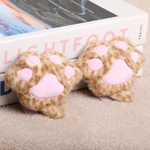 Cute plush cat paw plush toy pendant, soft leopard print texture with pink paw pads detail.