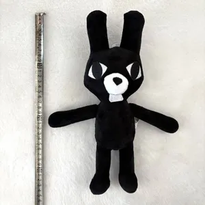 Schwarzes Horror Tierarzt Plueschtier mit grossen Augen und langen Ohren weiche Puppe.