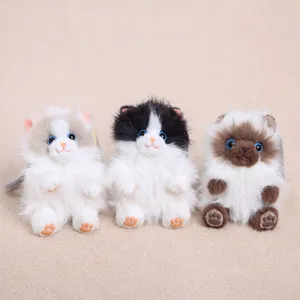 Cute fluffy long-haired cat plush pendant keychain bag charm for daily cute gift use
