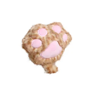 Cute cat paw plush toy pendant soft fluffy keychain bag charm animal doll gift for kids