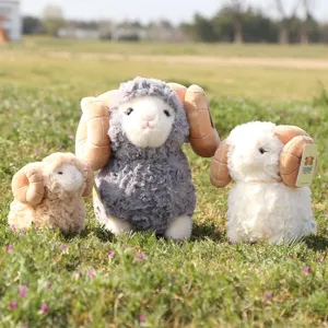 Cute big horn sheep plush toy set, soft stuffed goat plush doll, perfect children gift.