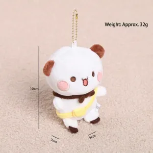 Cute white cat plush keychain backpack pendant, soft stuffed animal toy gift for friends.