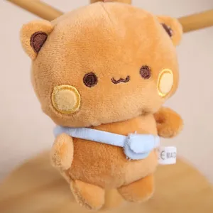 Cute brown plush bear doll bag charm keychain cute study partner fluffy cartoon toy gift.