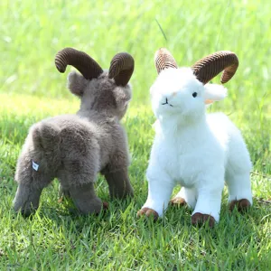 Simulation Goat Plush Toy Big Horn Sheep Stuffed Animal Doll Soft Home Decor Gift