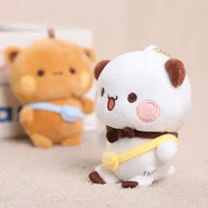 Cute study partner plush toy keychain with mini schoolbag, perfect birthday gift and bag pendant.