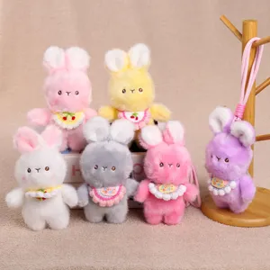 Mignon pendentif en peluche lapin bavoir tricoté poupée porte-clés accessoire pour sac