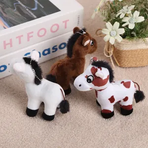Simpatico portachiavi cavallo di peluche e ciondolo borsa, giocattolo morbido per zaino.