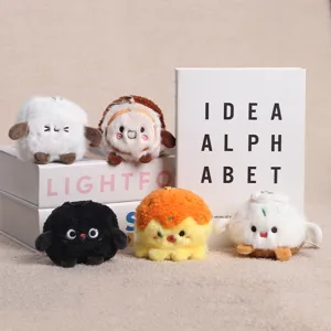 Cute wheat ear bear snack plush pendant keychains, soft stuffed doll couple gift items.