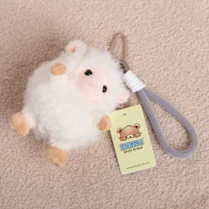 Simpatico portachiavi di peluche di pecora soffice, bambola palla morbida regalo per bambini.