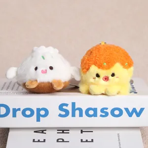 Cute snack series plush keychain pendant doll set, soft fluffy toy for bag charm gift.