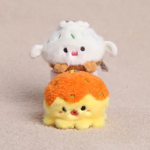 Cute snack series plush keychain pendant, soft stuffed food doll toy for couples and bags.