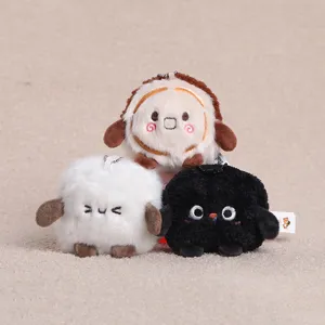 Detailed view of cute wheat ear bear plush snack series pendant keychain doll, soft texture.