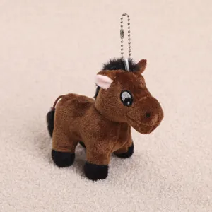 Simpatico portachiavi in peluche di cavallo marrone, morbida bambola pony borsa.