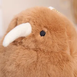 Cute kiwi bird plush pendant fluffy stuffed animal toy charm bag hanging detail view