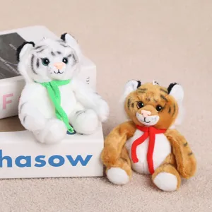 Set di portachiavi in peluche di tigre carino, bambole morbide per regali e bambini.