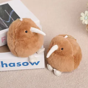 Cute kiwi bird plush toy keychain fluffy animal bag pendant soft plushie gift accessory