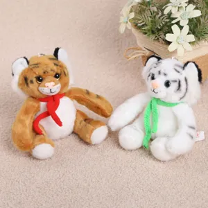Set di giocattoli di peluche tigre di simulazione carino, bambola tigre bianca con sciarpe.