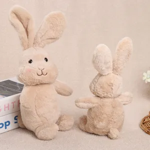 Pluche konijn met hangende oren schattige draaibare hoofd pop knuffel koppel rustgevend cadeau