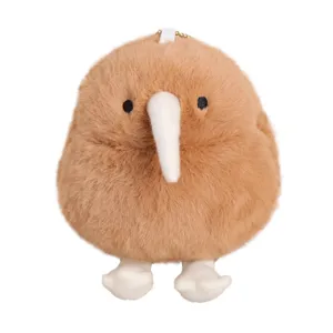 Cute kiwi bird plush toy keychain fluffy animal doll bag pendant cute bird ornament gift.