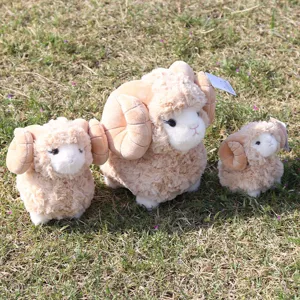 Big horn sheep plush toy set cute fluffy goat stuffed animal children soothing doll gift