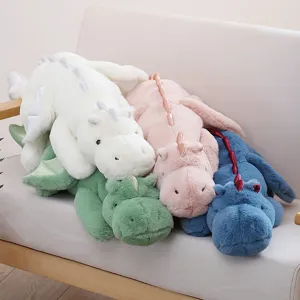 Joli Jouet en Peluche de Dragon de Dessin Animé Long Oreiller Animal en Peluche Mascotte Poupée Doux Coussin Cadeau pour Enfants